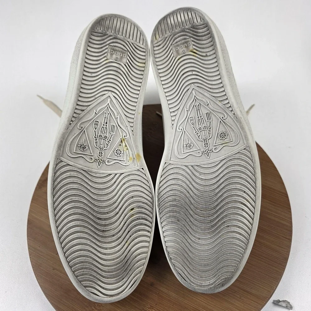 Gucci Band Shoes Mens Size 14 White Leather High Top Casual Sneakers Italy